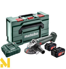 Болгарка (кутова шліфмашина) акумуляторна Metabo W 18 7-125 + 2x4.0Аг + MetaBox