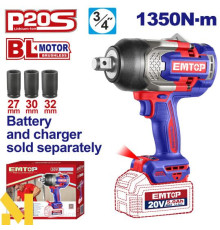 Гайковерт акумуляторний EMTOP ECIWL201351 (без АКБ та ЗП)