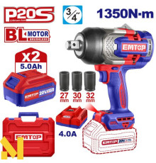 Гайковерт акумуляторний ударний EMTOP ECIWL20135