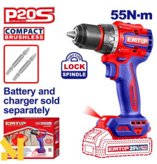 Дриль-шуруповерт акумуляторний EMTOP ECDL205581 (без АКБ та ЗП)