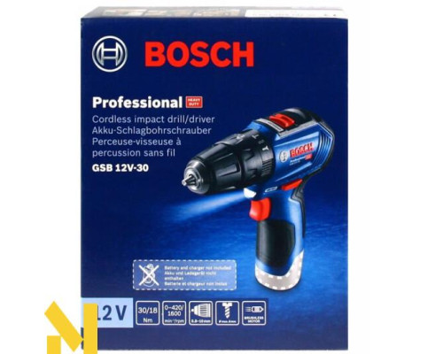 Дриль-шуруповерт ударний акумуляторний Bosch GSB 12V-30 (без АКБ та ЗП)