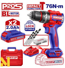 Дриль-шуруповерт акумуляторний EMTOP ECIDL20768