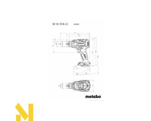 Дриль-шуруповерт акумуляторний ударний Metabo SB 18 LTX BL Q I (602361660)