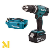 Дриль-шуруповерт ударний акумуляторний Makita DHP453RFX8 + USB перетворювач для мобільних пристроїв