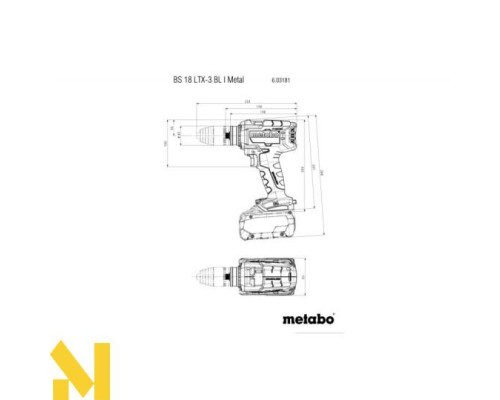 Дриль-шуруповерт акумуляторний Metabo BS 18 LTX-3 BL I Metal (без АКБ та ЗП, с MetaBox 145 L)
