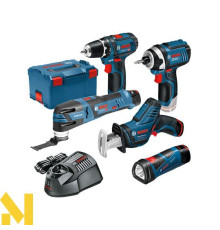 Набір з 5 інструментів Bosch GSA, GSR, GOP, GDR, GLI + 3 акамулятора 2,0 Ah