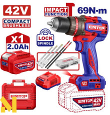 Дриль-шуруповерт акумуляторний EMTOP ECIDL426981 (без АКБ та ЗП)