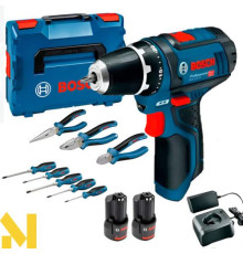 Дриль-шуруповерт акумуляторний Bosch GSR 12V-15 Professiona з набором інструментів (060186810R)