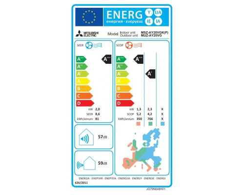 Інверторна настінна спліт-система (кондиціонер) Mitsubishi Electric Standard MSZ-AY20VGK/MUZ-AY20VG