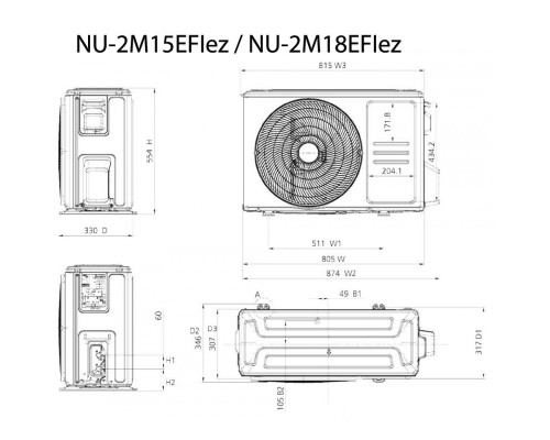 Зовнішній блок мульти-спліт системи Neoclima ERP NU-2M18EFIez