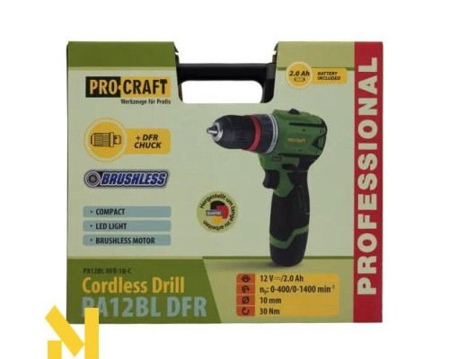 Шуруповерт акумуляторний Procraft PA12BL DFR