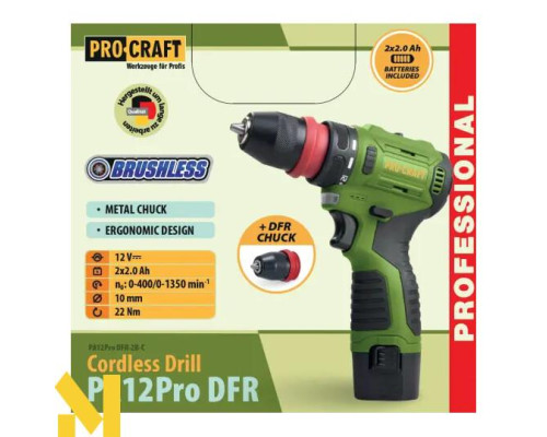Дриль-шуруповерт акумуляторний Procraft PA12Pro DFR