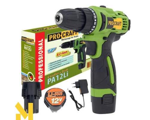 Шуруповерт акумуляторний Procraft PA12Li COMPACT (комплект з 2 АКБ та ЗП)