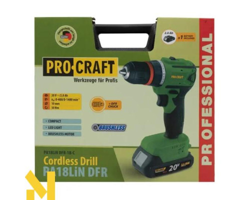 Шуруповерт акумуляторний Procraft PA18LiN DFR