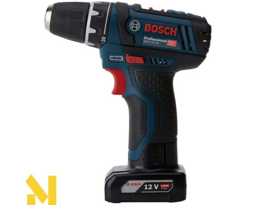 Комплект з шуруповерта Bosch GSR 12V-15 + 2 акумулятора: на 2 Аг і на 4 Аг + набір біт і свердел 39