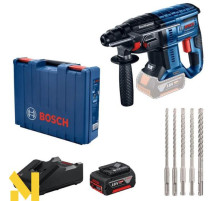 Перфоратор акумуляторний Bosch Professional GBH 180-Li (АКБ GBA 18V 4.0Ah + ЗП GAL 18V-40 + набір свердл SDS-Plus 5 шт)