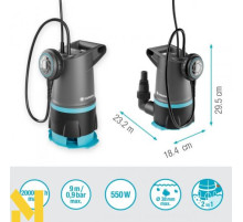 Насос дренажний Gardena 20000 Basic 2-в-1 для чистої/брудної води (09018-47)