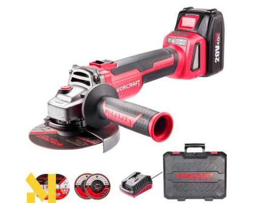 Болгарка (кутова шліфмашина) акумуляторна безщіткова Worcraft CAG-S20LIBH-125B