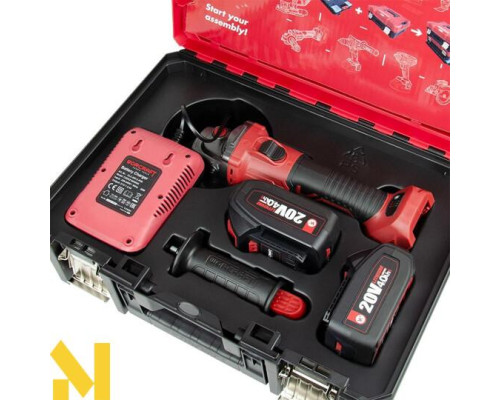 Болгарка (кутова шліфмашина) акумуляторна Worcraft CAGS-20LiBS-125 + АКБ CLB-20V-4.0H 2 шт + ЗП CLC-20V-2.4HB + Кейс XCUBE003