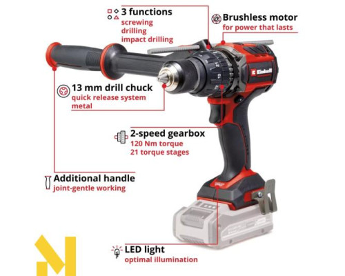 Шуруповерт ударний акумуляторний Einhell TP-CD 18/120 Li-i BL - Solo (без АКБ та ЗП)