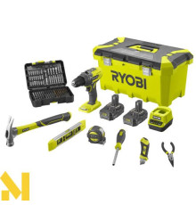 Дриль-шуруповерт Ryobi  R18PD3-220TAH з набором ручного інструменту