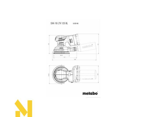 Шліфмашина акумуляторна ексцентрикова Metabo SXA 18 LTX 125 BL (без АКБ та ЗП)