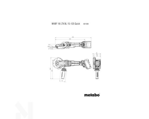 Болгарка (кутова шліфмашина) акумуляторна Metabo WVBF 18 LT BL 11-125 Quick (без АКБ та ЗП)