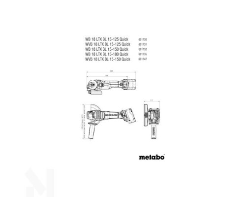 Болгарка (кутова шліфмашина) акумуляторна Metabo WB 18 LTX BL 15-180 QUICK (без АКБ та ЗП)