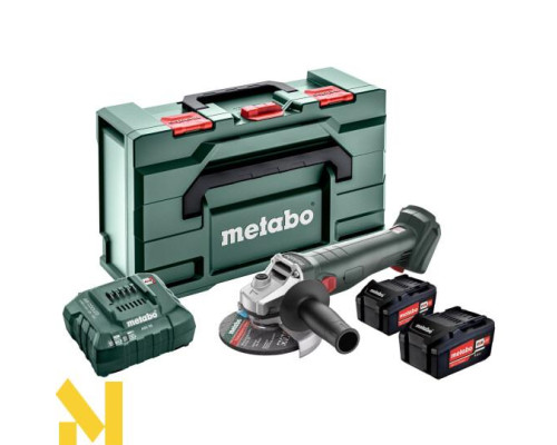 Болгарка (кутова шліфмашина) акумуляторна Metabo W 18 7-125 + 2x4.0Аг + MetaBox