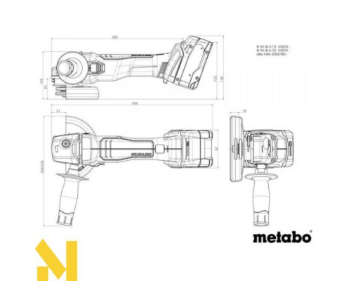 Болгарка (кутова шліфмашина) акумуляторна Metabo W 18 L BL 9-125 (без АКБ та ЗП, + Кейс)