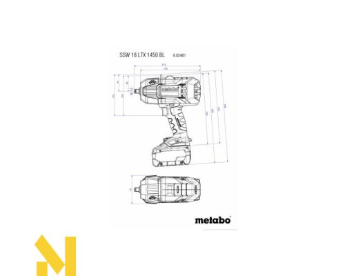 Гайковерт акумуляторний Metabo SSW 18 LTX 1450 BL (без АКБ та ЗП, MetaBox)