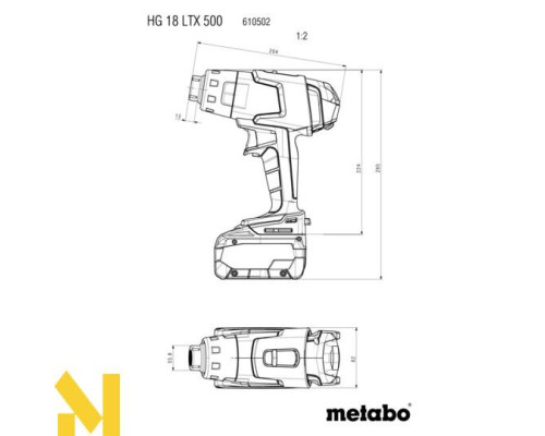 Фен технічний акумуляторний Metabo HG 18 LTX 500 (без АКБ та ЗП, +MetaBox)