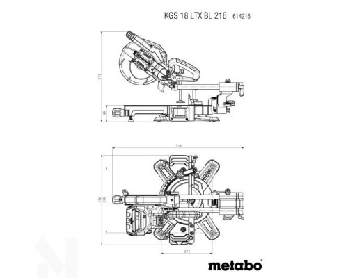 Пила торцювальна акумуляторна Metabo KGS 18 LTX BL 216 (без АКБ та ЗП)
