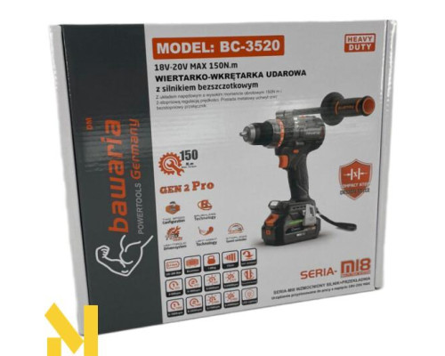 Дриль-шуруповерт BAWARIA BC-3520 безщітковий (без АКБ та ЗП)