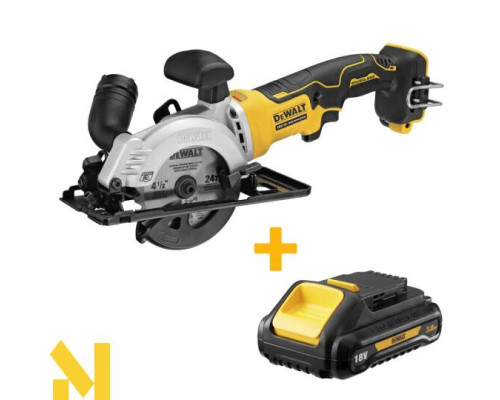 Міні-пила дискова акумуляторна DeWALT DCS571NT+DCB187 (без АКБ та ЗП)