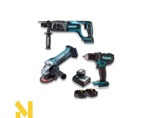 Набір інструментів акумуляторних Makita DLXMUA504A (DGA504 + DDF482 + DHR202)