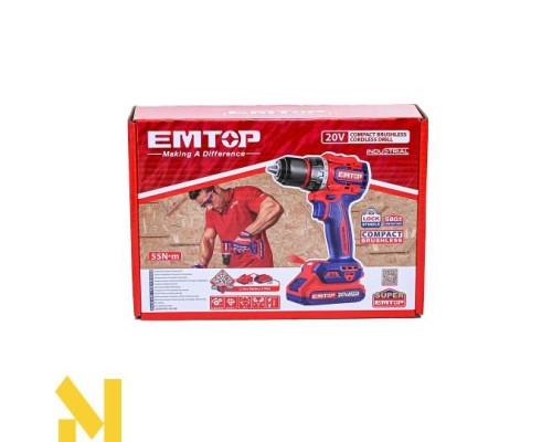 Дриль-шуруповерт акумуляторний EMTOP ECDL205582