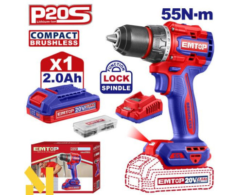 Дриль-шуруповерт акумуляторний EMTOP ECDL205582