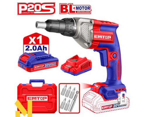 Шуруповерт акумуляторний по гіпсокартону EMTOP ECDSL204281