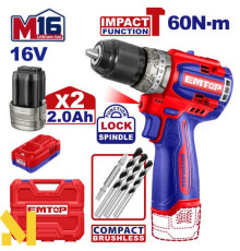 Дриль-шуруповерт акумуляторний EMTOP ECIDL16682