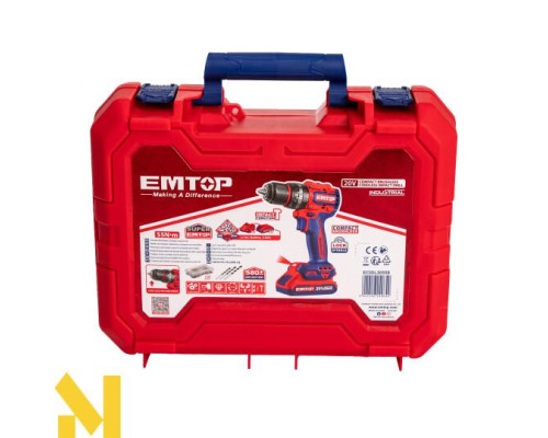 Дриль-шуруповерт ударний акумуляторний EMTOP ECIDL20558