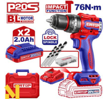 Дриль-шуруповерт акумуляторний EMTOP ECIDL20768