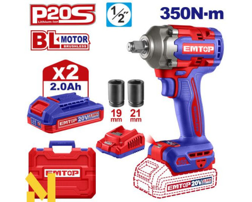 Гайковерт акумуляторний ударний EMTOP ECIWL2035