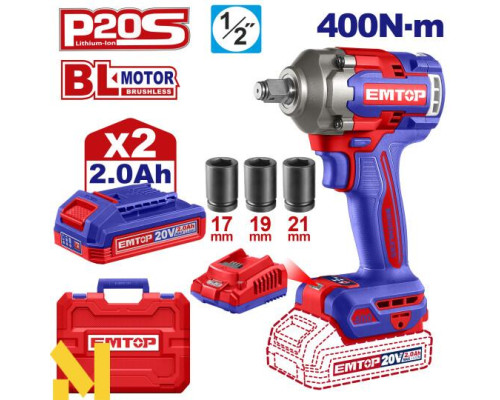 Гайковерт акумуляторний EMTOP ECIWL2040