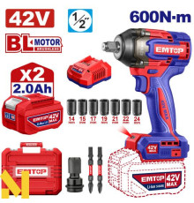 Гайковерт акумуляторний ударний EMTOP ECIWL42602
