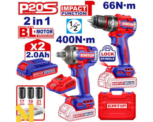 Набір інструментів акумуляторних EMTOP ECKL20275