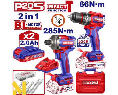 Набір інструментів акумуляторних EMTOP ECKL20277