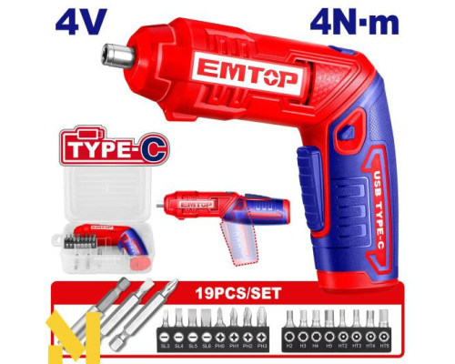 Шуруповерт акумуляторний EMTOP ECSR0408