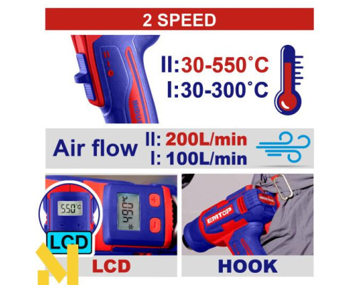 Фен технічний акумуляторний EMTOP EHGN200315