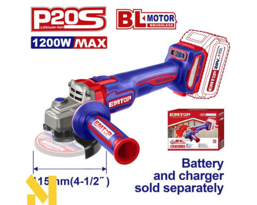 Болгарка (кутова шліфмашина) EMTOP ELAG221153 (без АКБ та ЗП)